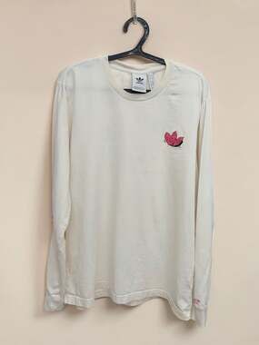 Adidas Originals Dinosaur Skeleton Streetwear Long Sleeve T-Shirt White Size L